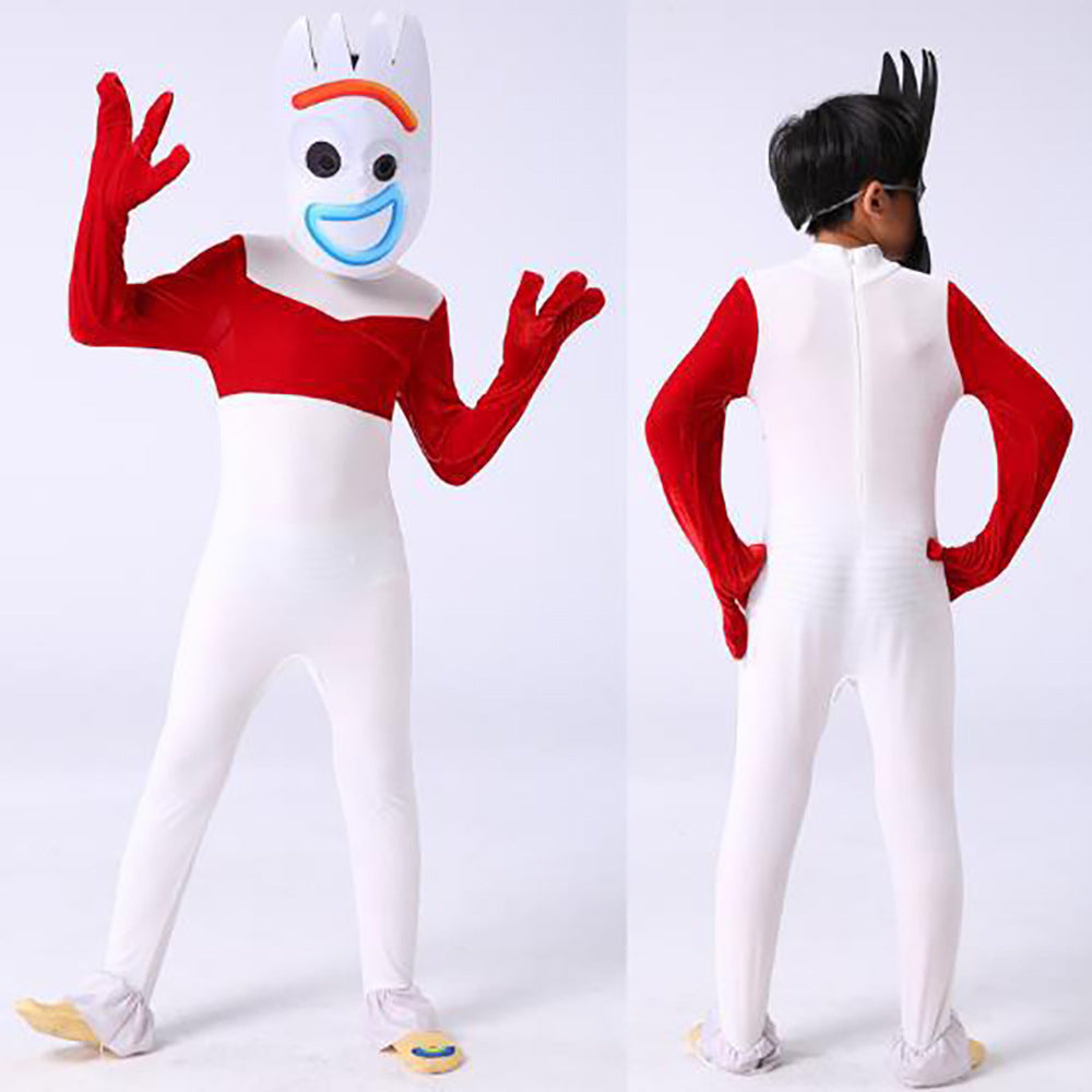 Toy Story Forky Cosplay Costume with Mask Kids Adults Bodysuit Halloween Fancy Jumpsuits