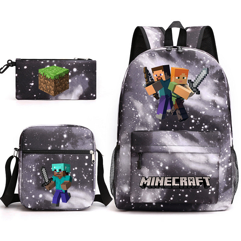 Game Minecraft Schoolbag Backpack Shoulder Bag Pencil Case set for Kids Students