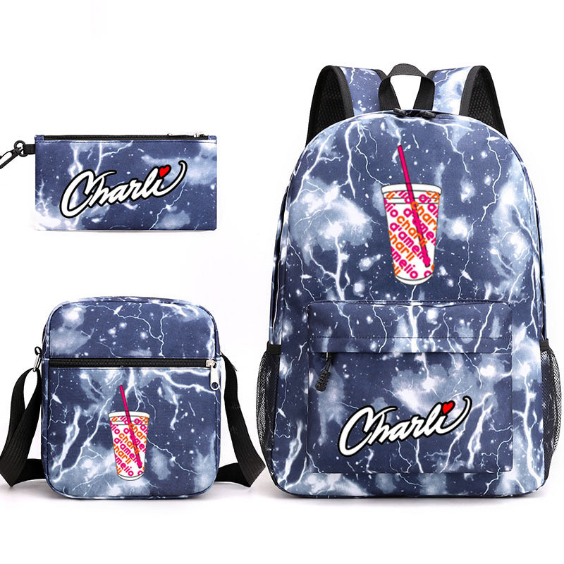 Charlie D'Amelio Schoolbag Backpack Shoulder Bag Pencil Case set for Kids Students