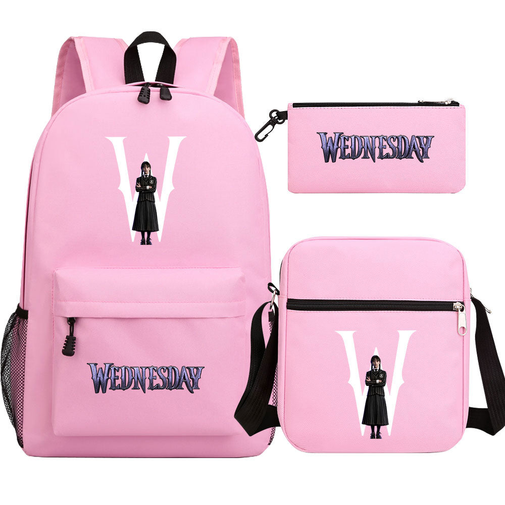 Wednesday Addams Printed Schoolbag Backpack Shoulder Bag Pencil Bag 3pcs set for Kids Students