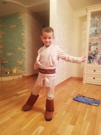 Star Wars Jedi Knight Cosplay Costume Boys Girls Kids Halloween Fancy Top Pants Cloak Set