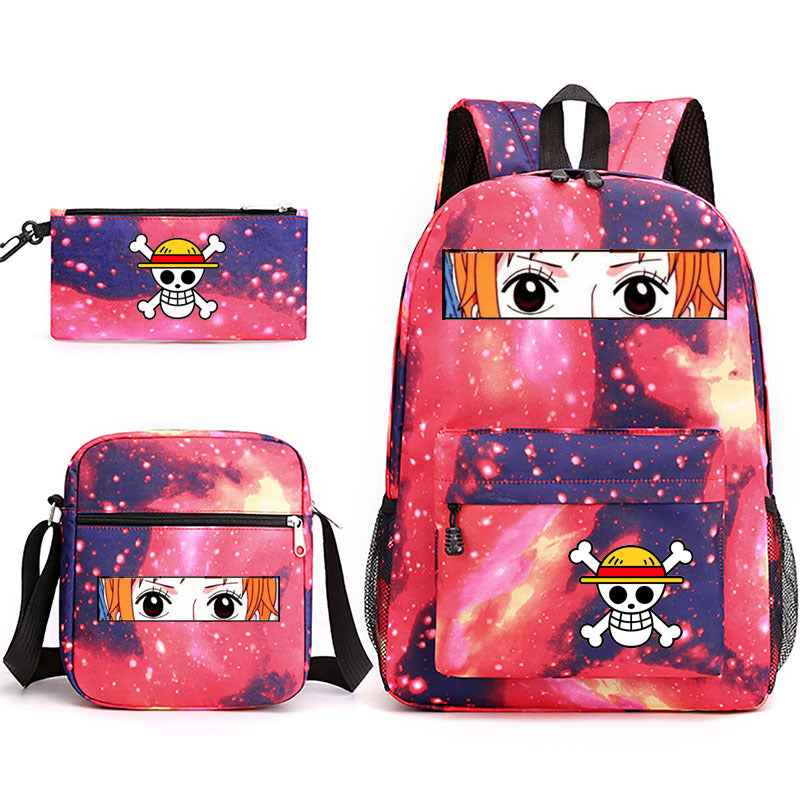 One Piece Luffy Schoolbag Backpack Shoulder Bag Pencil Case set for Kids Students