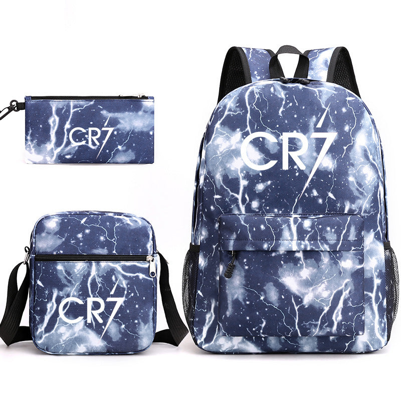 CR7 Football Ronaldo Schoolbag Backpack Shoulder Bag Pencil Case set for Kids Students