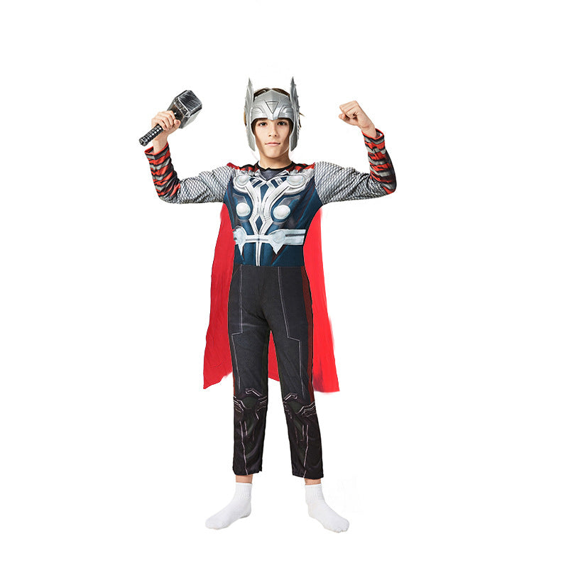 Superhero Thor Cosplay Costume with Mask Boys Girls Bodysuit Kids Halloween Fancy Jumpsuits