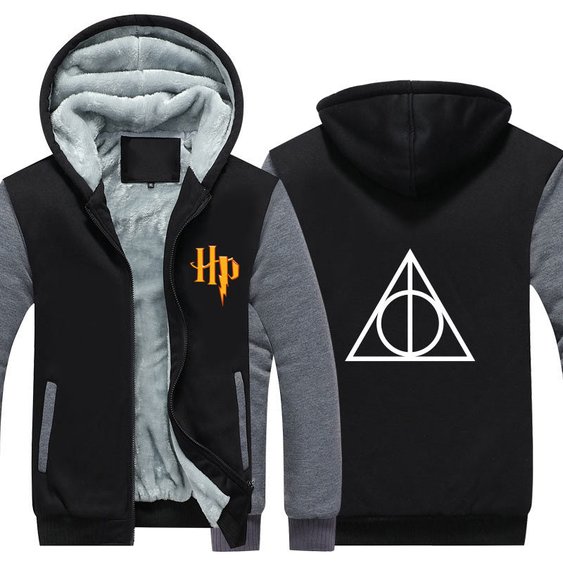 Harry Potter Hogwarts Unisex Lined Hoodie Fleece Sweatshirt Full Zipper Hooded Thicken Jacket