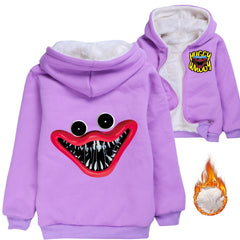 Poppy Huggy Wuggy Sherpa Lined Hoodie Fleece Sweatshirt Full Zip Jacket for Kids