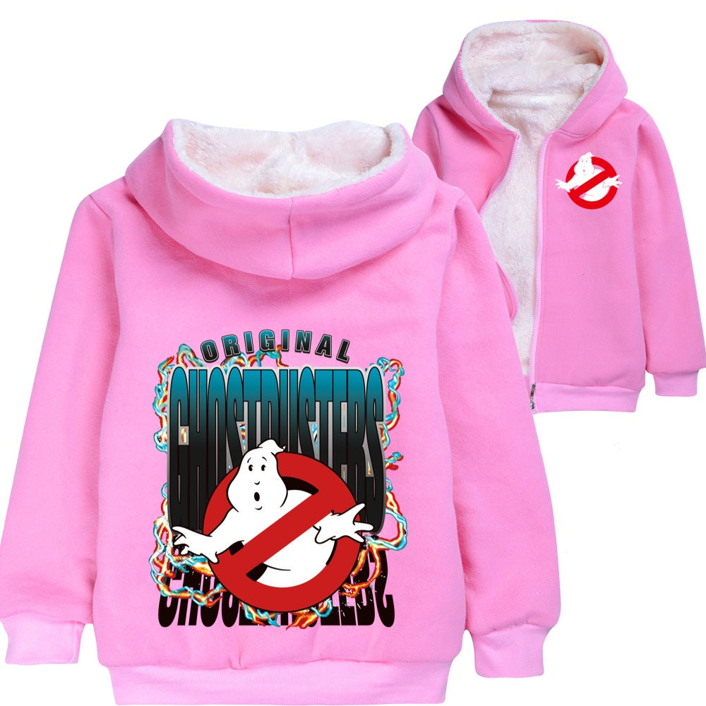 Ghostbusters Sherpa Lined Hoodie Fleece Sweatshirt Full Zip Hooded Jacket for Kids