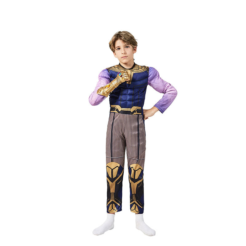 Thanos Superhero Infinity Gauntlet Cosplay Costume with Mask Boys Girls Bodysuit Kids Halloween Fancy Jumpsuits