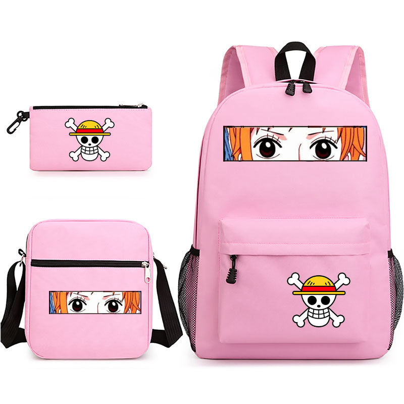 One Piece Luffy Schoolbag Backpack Shoulder Bag Pencil Case set for Kids Students