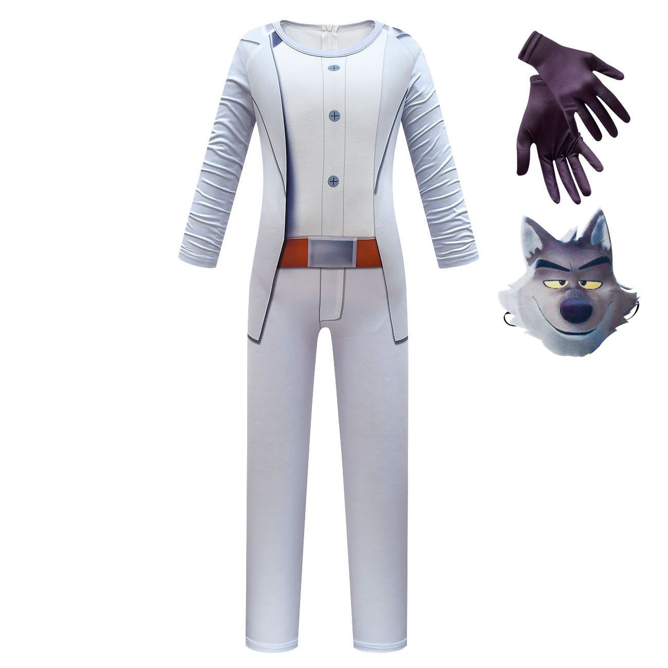 The Bad Guys Mr Wolf Cosplay Costume for Boys Girls Bodysuit Halloween Fancy Jumpsuits