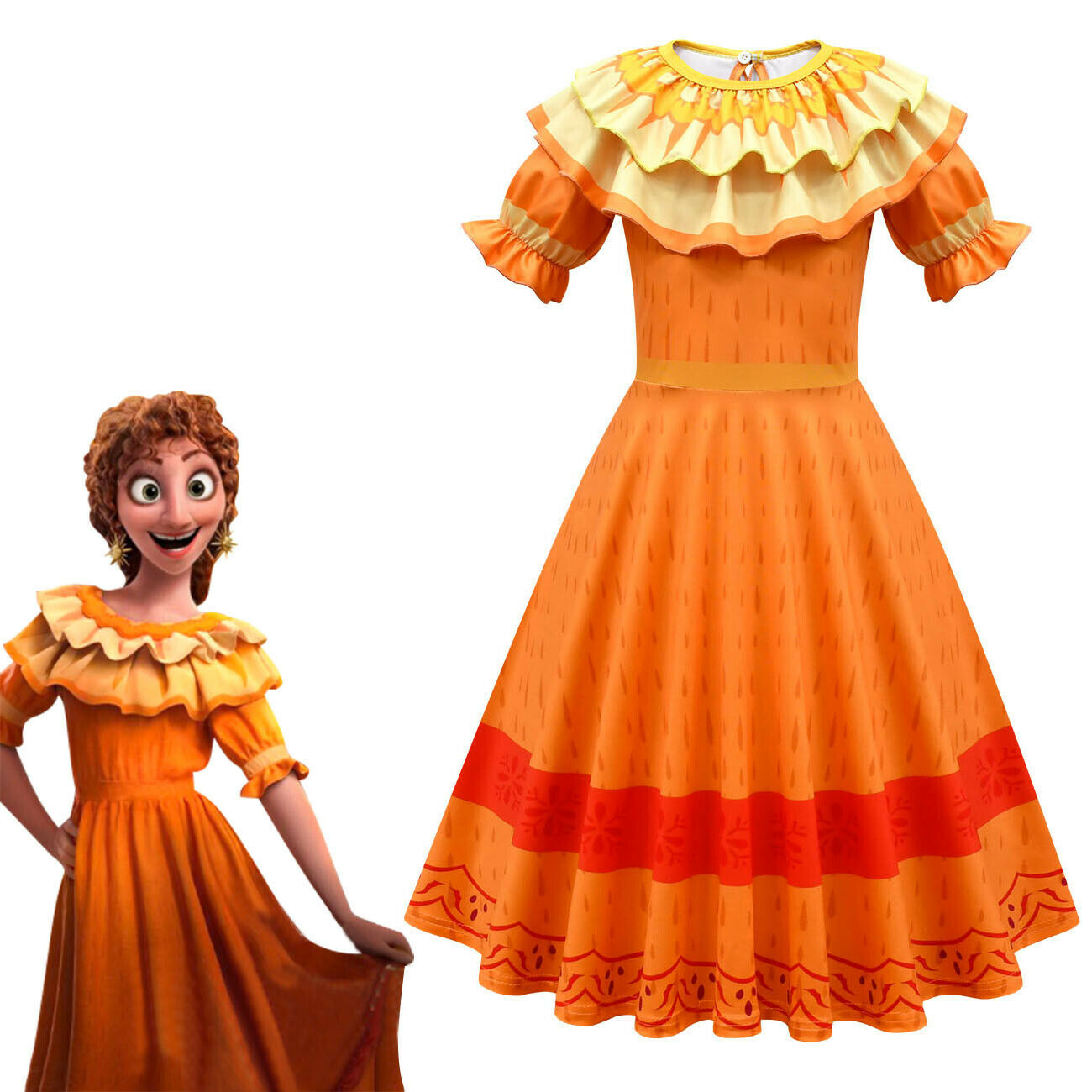 Encanto Pepa Cosplay Dress with handbag for Baby Girls Halloween Fancy Skirt
