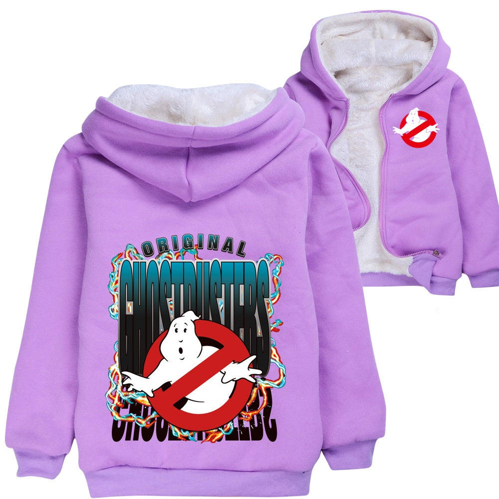 Ghostbusters Sherpa Lined Hoodie Fleece Sweatshirt Full Zip Hooded Jacket for Kids