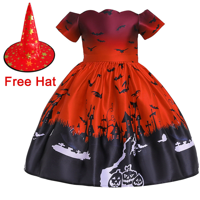 Witch Cosplay Dress Costume for Children Halloween Party