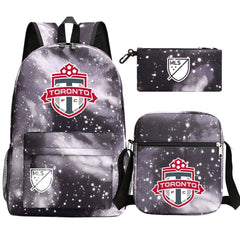 Toronto Soccer Printed Schoolbag Backpack Shoulder Bag Pencil Bag 3pcs set for Kids Students