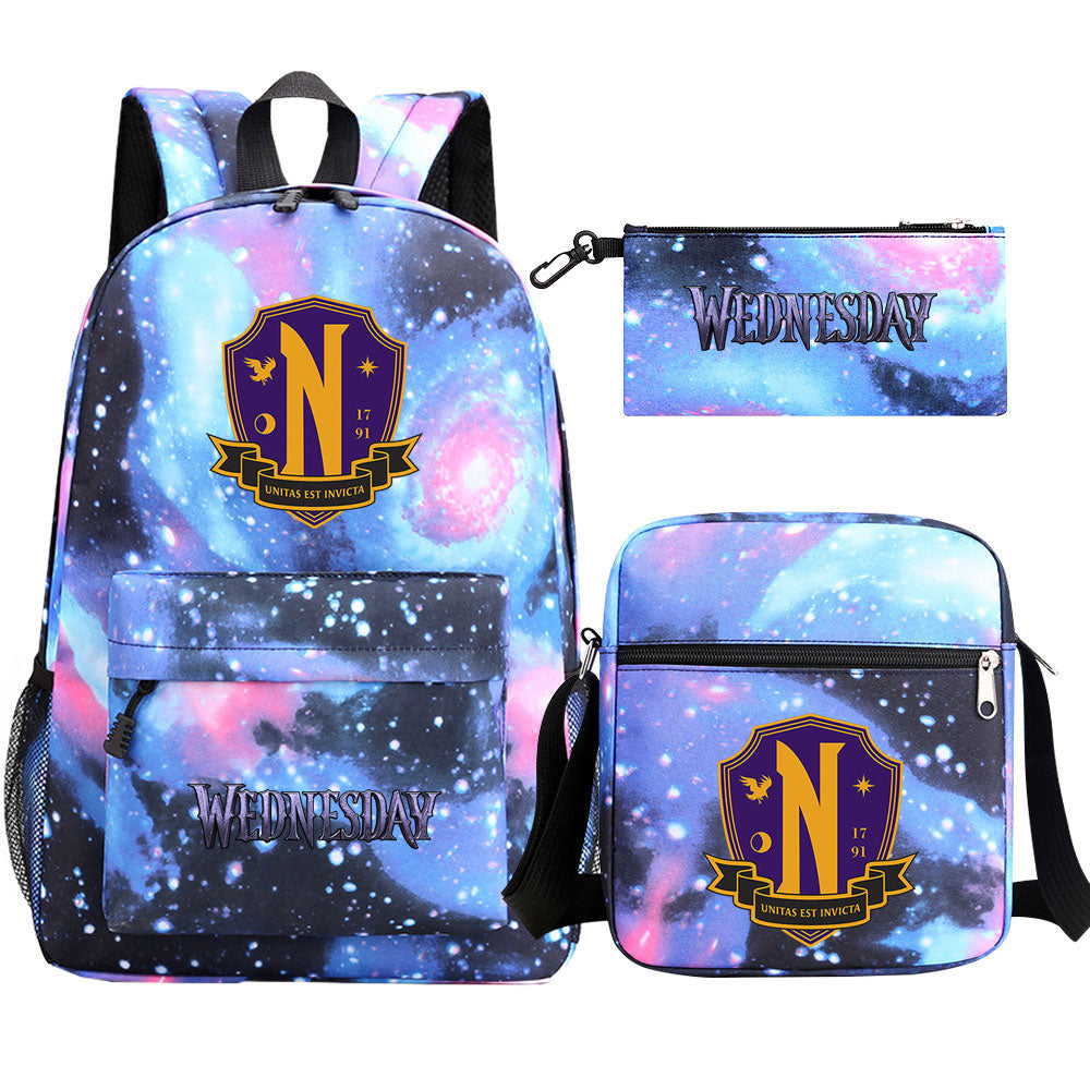 Wednesday Addams Printed Schoolbag Backpack Shoulder Bag Pencil Bag 3pcs set for Kids Students