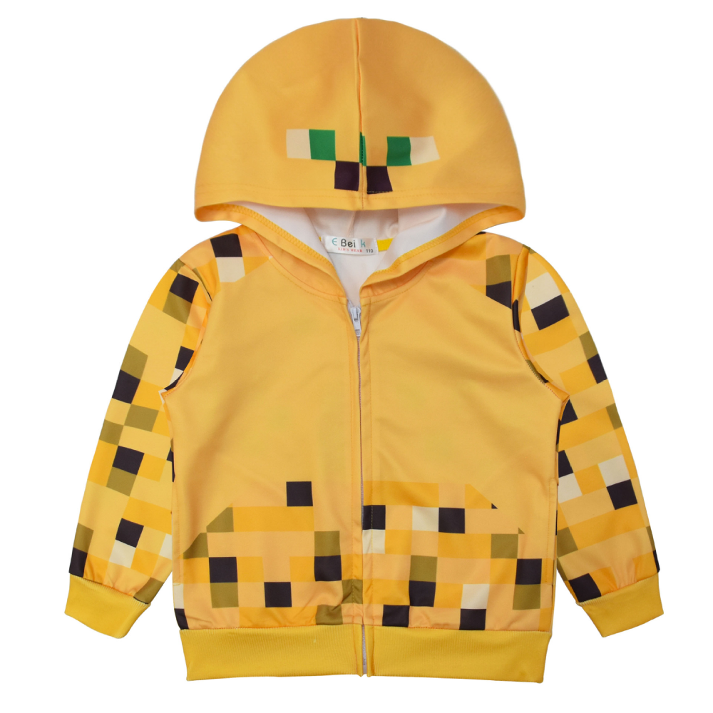 Minecraft Zipper Hooded Jacket Spring Autumn Coat for Kids Boy Girls