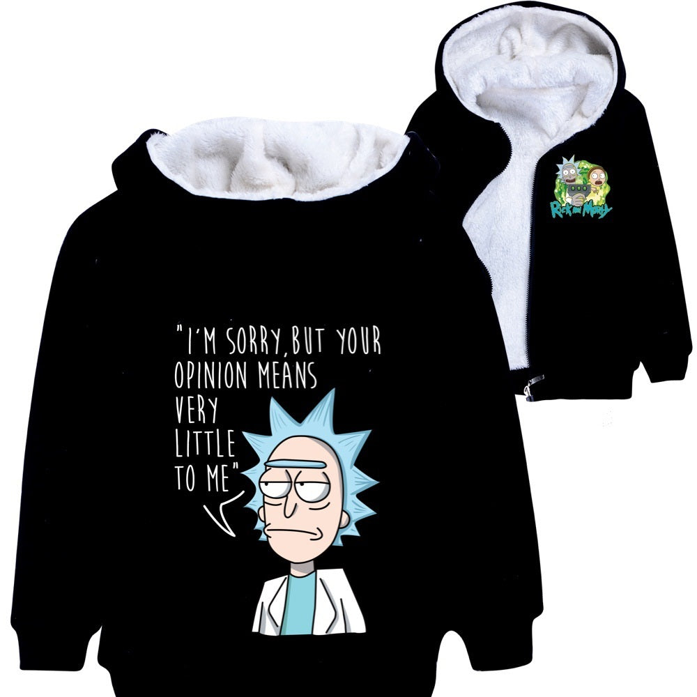 Rick and Morty Sherpa Lined Hoodie Fleece Sweatshirt Full Zip Hooded Jacket for Kids