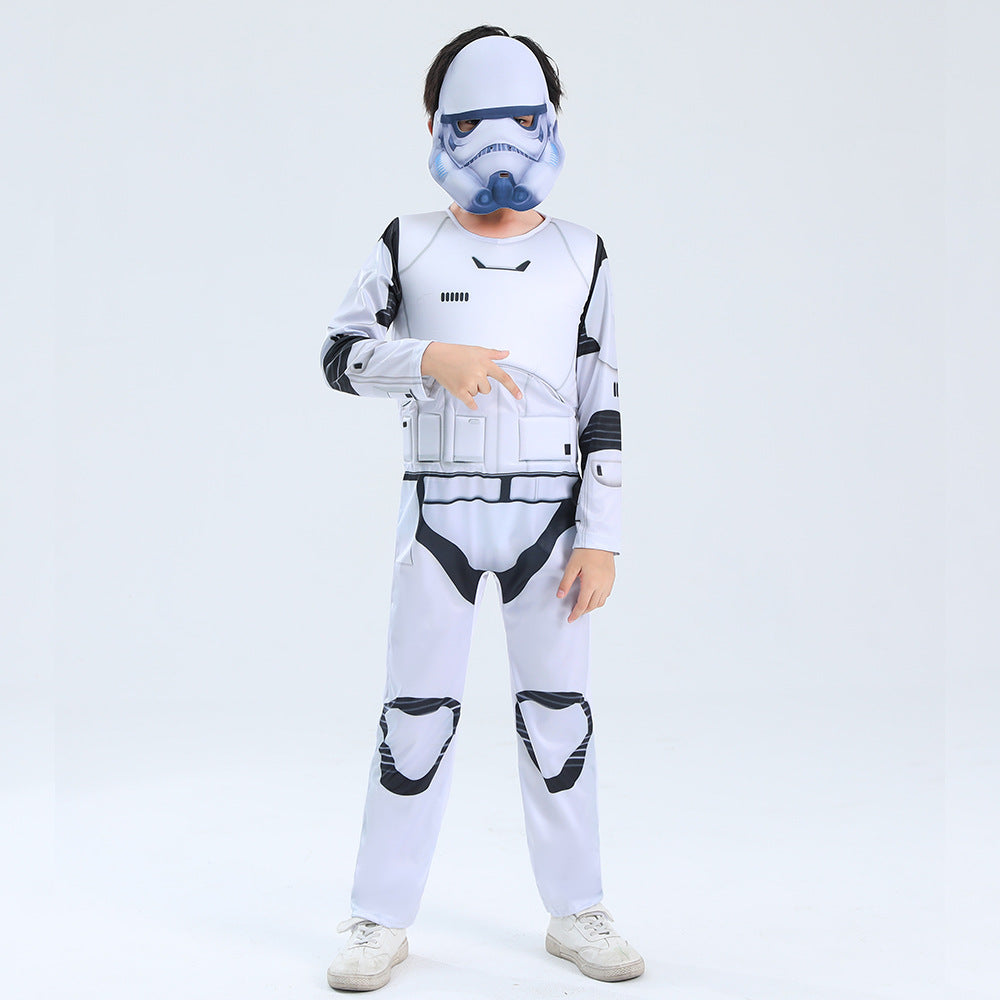 Star Wars Stormtrooper Cosplay Costume with Mask Boys Girls Bodysuit Kids Halloween Fancy Jumpsuits