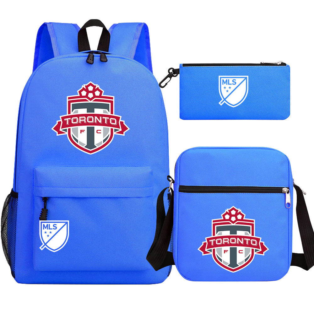 Toronto Soccer Printed Schoolbag Backpack Shoulder Bag Pencil Bag 3pcs set for Kids Students