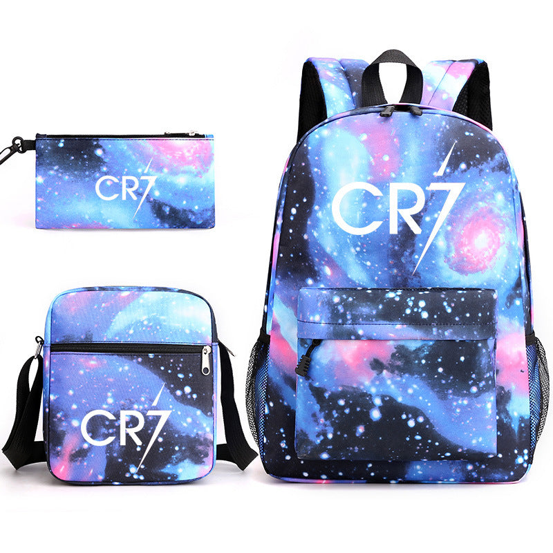 CR7 Football Ronaldo Schoolbag Backpack Shoulder Bag Pencil Case set for Kids Students