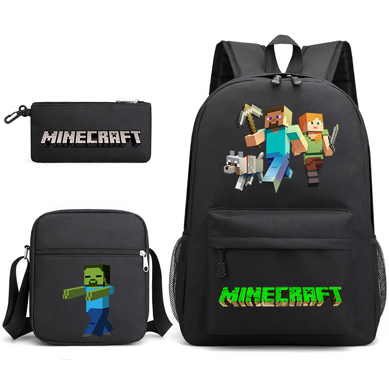 Game Minecraft Schoolbag Backpack Shoulder Bag Pencil Case set for Kids Students