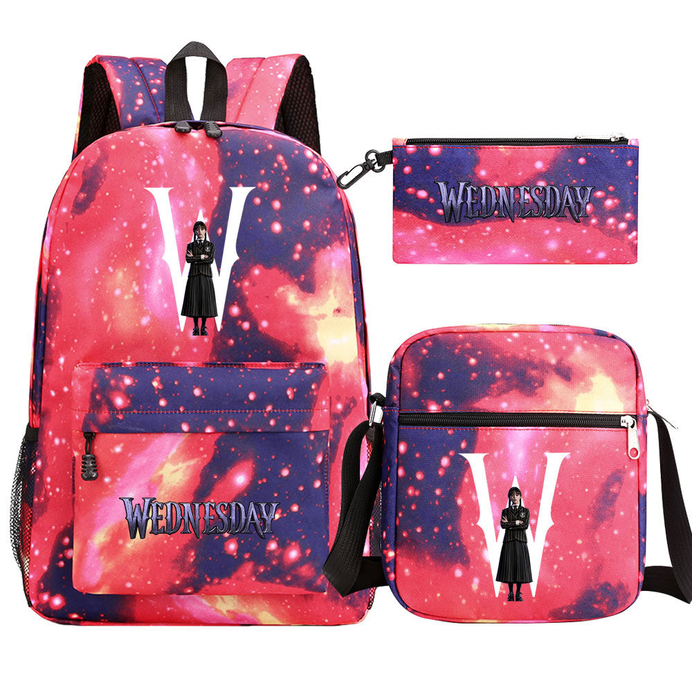 Wednesday Addams Printed Schoolbag Backpack Shoulder Bag Pencil Bag 3pcs set for Kids Students