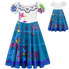 Encanto Mirabel Cosplay Dress With Handbag for Baby Girls Halloween Fancy Skirt
