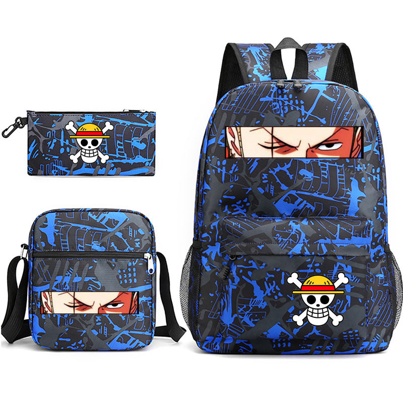 One Piece Luffy Schoolbag Backpack Shoulder Bag Pencil Case set for Kids Students