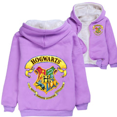 Hogwarts Sherpa Lined Hoodie Fleece Sweatshirt Full Zip Jacket for Kids