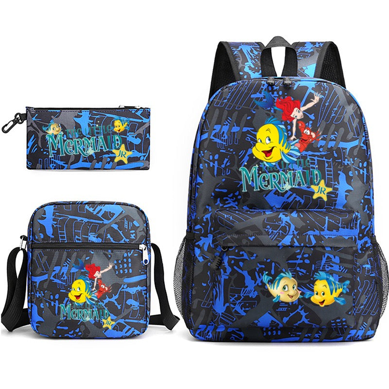 Mermaid Schoolbag Backpack Shoulder Bag Pencil Case set for Kids Students