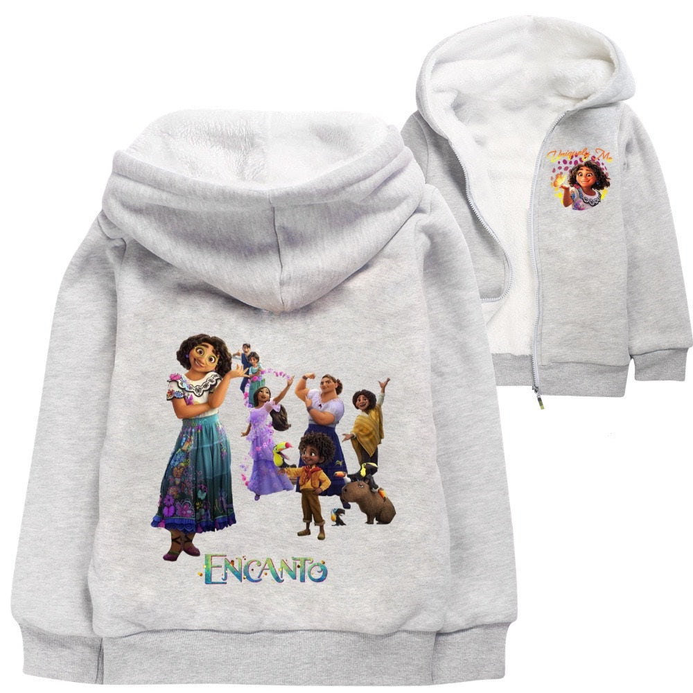 Encanto Mirabel Sherpa Lined Hoodie Fleece Sweatshirt Full Zip Jacket for Kids