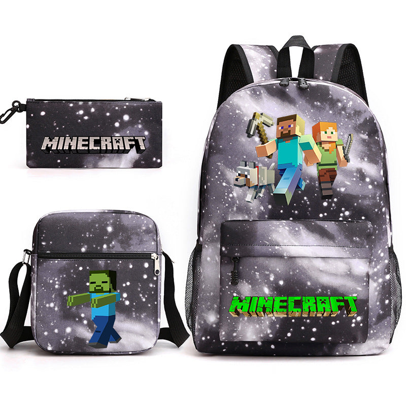 Game Minecraft Schoolbag Backpack Shoulder Bag Pencil Case set for Kids Students