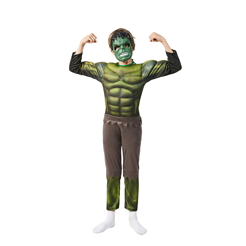 Superhero Hulk Cosplay Costume with Mask Boys Girls Bodysuit Kids Halloween Fancy Jumpsuits