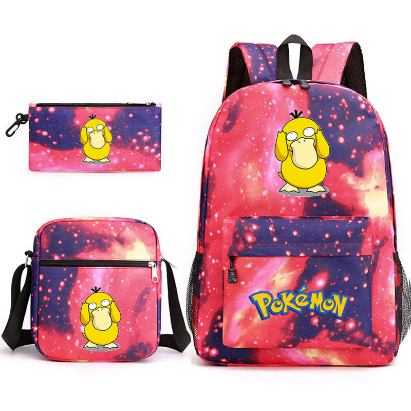 Pokemon Psyduck Schoolbag Backpack Shoulder Bag Pencil Case set for Kids Students