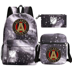 Atlanta United Soccer Printed Schoolbag Backpack Shoulder Bag Pencil Bag 3pcs set for Kids Students