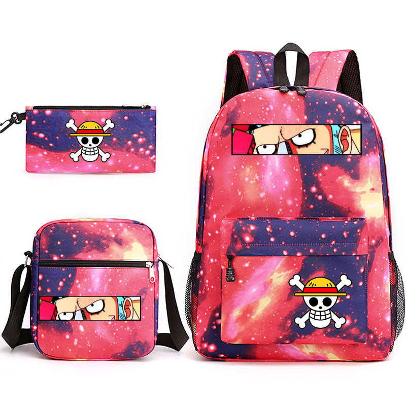 One Piece Luffy Schoolbag Backpack Shoulder Bag Pencil Case set for Kids Students