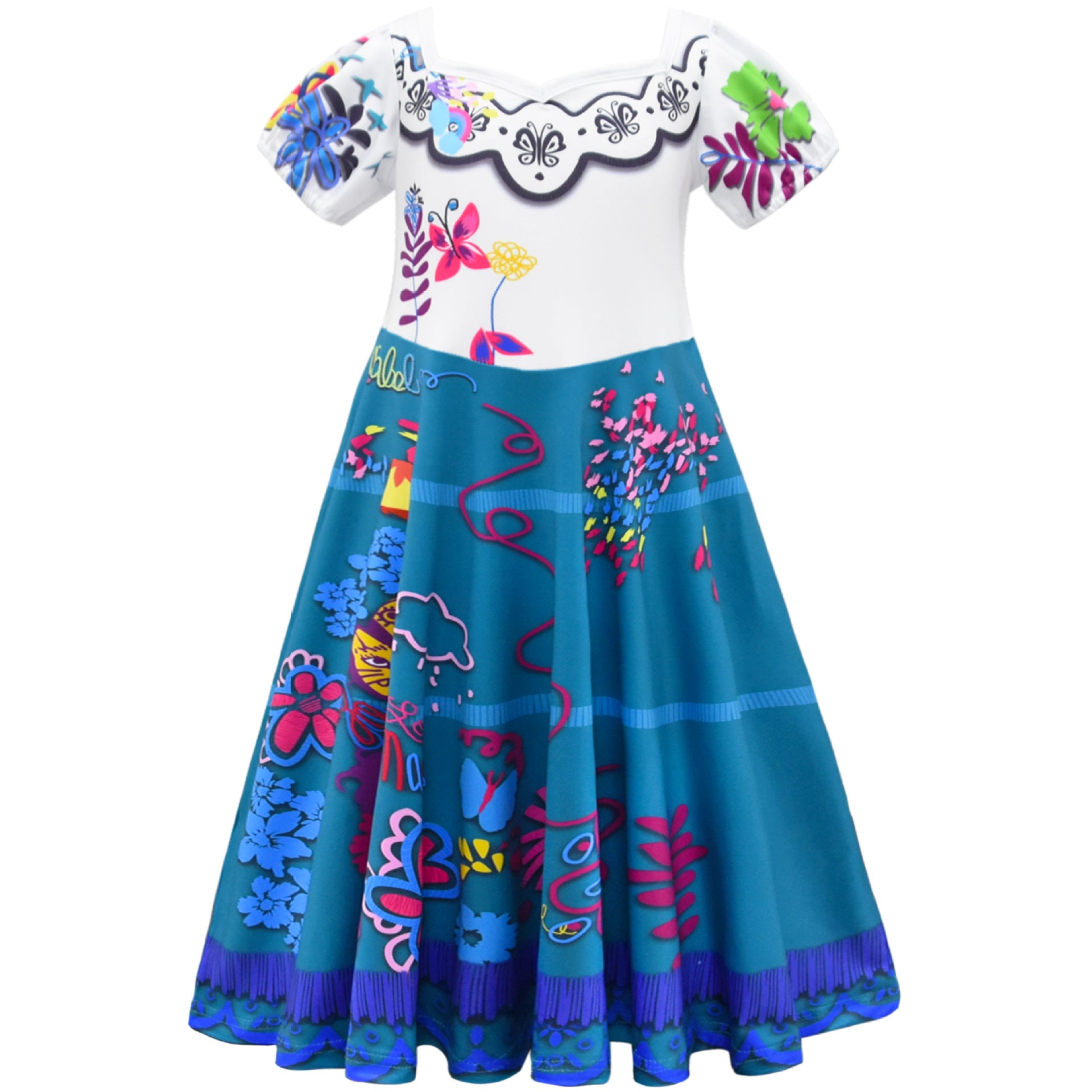 Encanto Mirabel Cosplay Dress With Handbag for Baby Girls Halloween Fancy Skirt