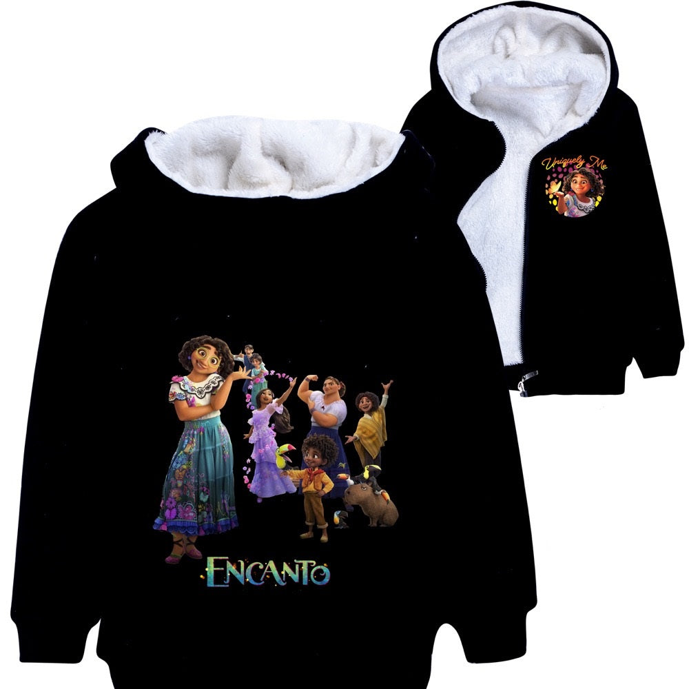 Encanto Mirabel Sherpa Lined Hoodie Fleece Sweatshirt Full Zip Jacket for Kids
