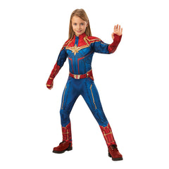 Captain Marvel Cosplay Costume with Mask Boys Girls Bodysuit Kids Halloween Fancy Jumpsuits