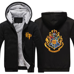 Hogwarts Unisex Lined Hoodie Fleece Sweatshirt Full Zipper Hooded Thicken Jacket