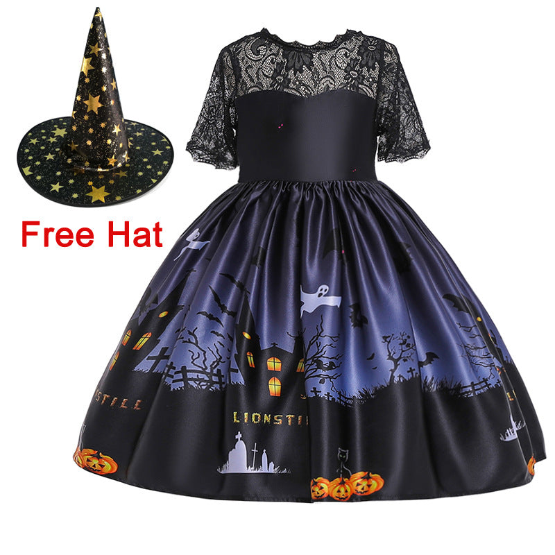 Witch Cosplay Dress Costume for Children Halloween Party