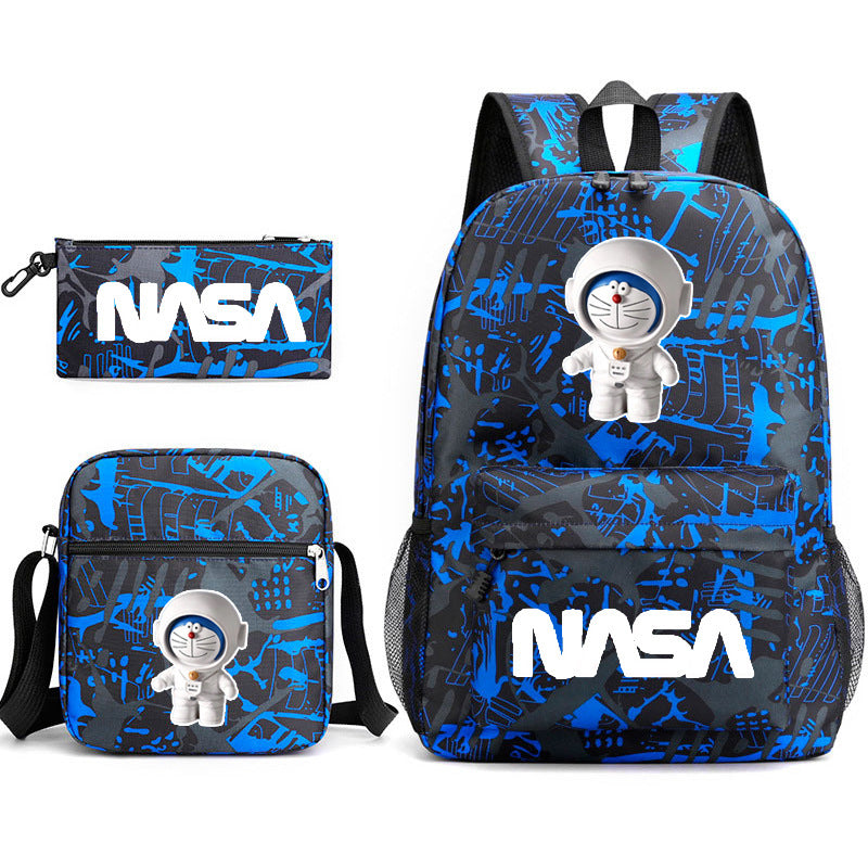 NASA Doraemon Schoolbag Backpack Shoulder Bag Pencil Case set for Kids Students