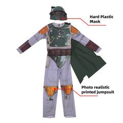 Star Wars Boba Fett Cosplay Costume with Mask Boys Girls Bodysuit Kids Halloween Fancy Jumpsuits