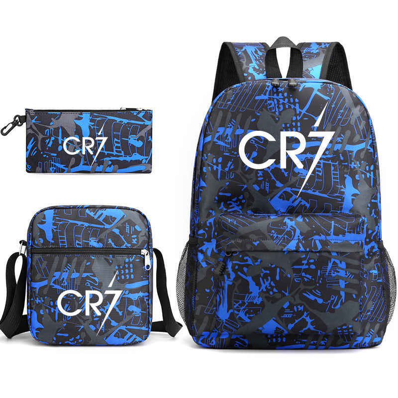 CR7 Football Ronaldo Schoolbag Backpack Shoulder Bag Pencil Case set for Kids Students