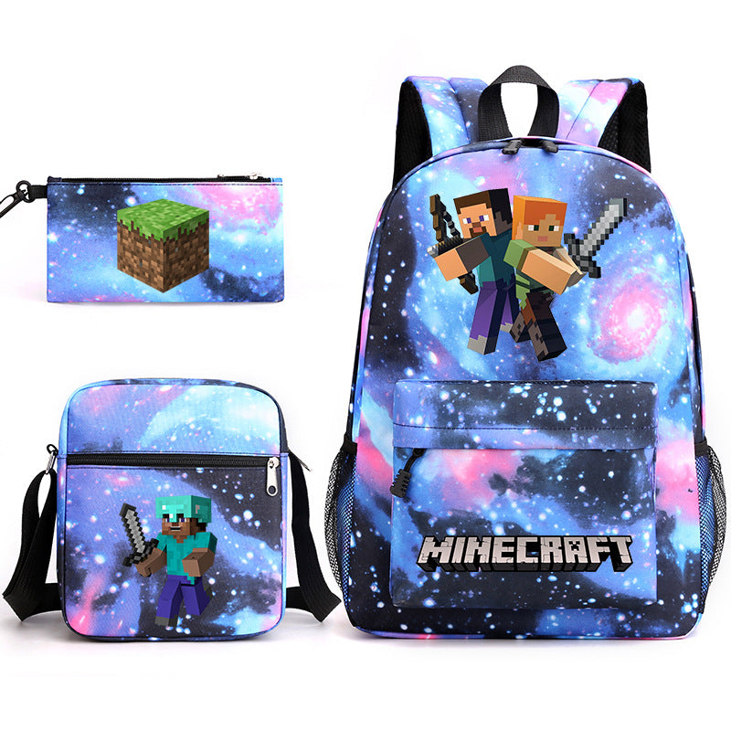 Game Minecraft Schoolbag Backpack Shoulder Bag Pencil Case set for Kids Students