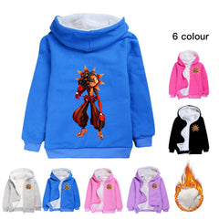 Fnaf Security Breach Sundrop Sherpa Lined Hoodie Fleece Sweatshirt Full Zip Hooded Jacket for Kids