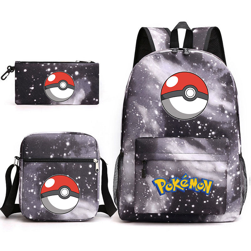 Pokemon Ball Schoolbag Backpack Shoulder Bag Pencil Case set for Kids Students
