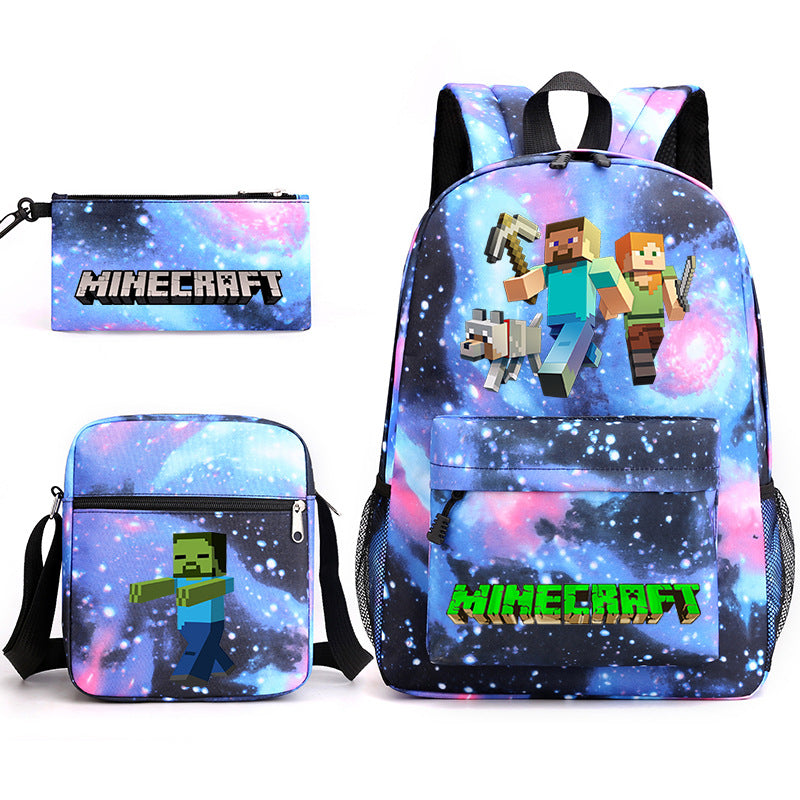 Game Minecraft Schoolbag Backpack Shoulder Bag Pencil Case set for Kids Students