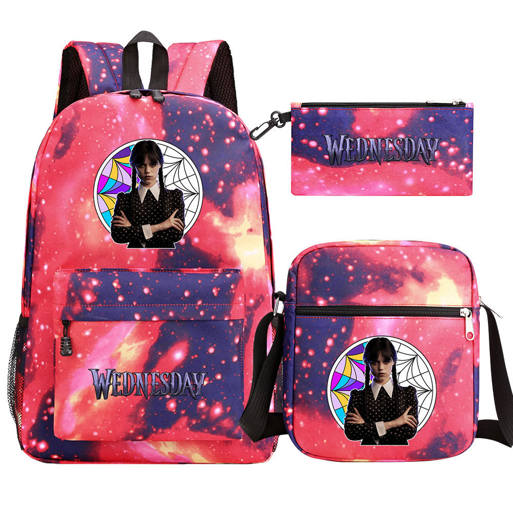 Wednesday Addams Printed Schoolbag Backpack Shoulder Bag Pencil Bag 3pcs set for Kids Students