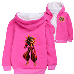 Fnaf Security Breach Sundrop Sherpa Lined Hoodie Fleece Sweatshirt Full Zip Hooded Jacket for Kids